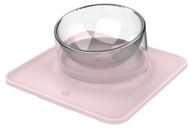 Pet Life Â® 'Surface' Anti-Skid and Anti-Spill Curved and Clear Removable Pet Bowl (Color: pink)