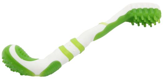 Pet Life Â® 'Denta-Brush' TPR Durable Tooth Brush and Dog Toy (Color: Green)