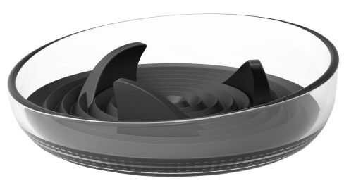 Pet Life Â® 'Cirlicue' Shark Fin Shaped Modern Slow Feeding Pet Bowl (Color: Black)