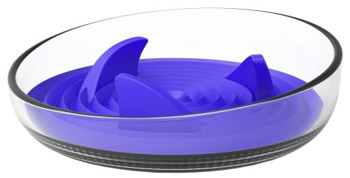 Pet Life Â® 'Cirlicue' Shark Fin Shaped Modern Slow Feeding Pet Bowl (Color: Blue)