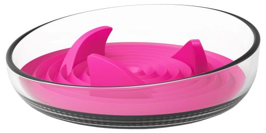 Pet Life Â® 'Cirlicue' Shark Fin Shaped Modern Slow Feeding Pet Bowl (Color: pink)
