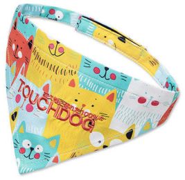Touchdog Â® 'Head-Popper' Fashion Designer Printed Velcro Dog Bandana (Color: Yellow / Blue, size: medium)