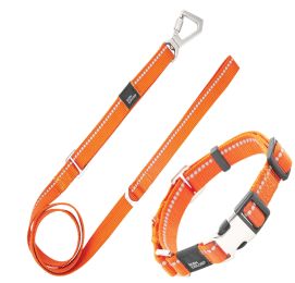 Pet Life Â® 'Advent' Outdoor Series 3M Reflective 2-in-1 Durable Martingale Training Dog Leash and Collar (Color: orange, size: medium)