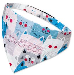 Touchdog Â® 'Head-Popper' Fashion Designer Printed Velcro Dog Bandana (Color: Blue / White, size: small)