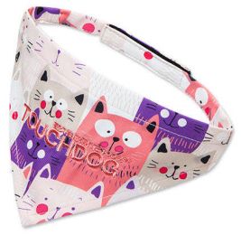Touchdog Â® 'Head-Popper' Fashion Designer Printed Velcro Dog Bandana (Color: Pink / Purple, size: small)