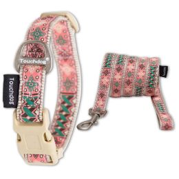 Touchdog Â® 'Carpentry Patterned' Tough Stitched Embroidered Collar and Leash (Color: brown, size: medium)